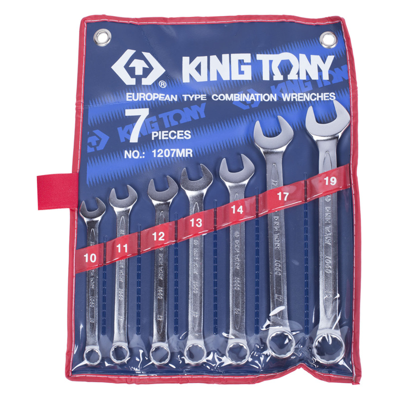 KING TONY Набор комбинированных ключей, 10-19 мм, 7 предметов  1207MR