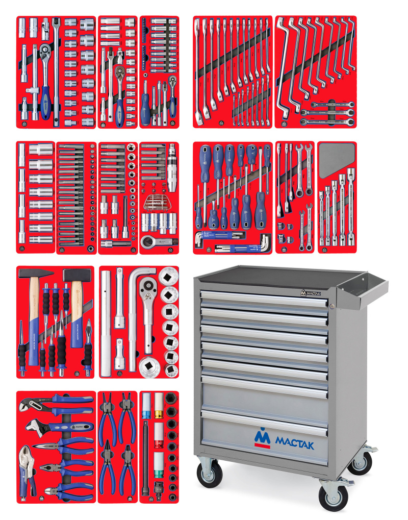 МАСТАК Набор инструментов "ЭКСПЕРТ" в серой тележке, 323 предмета 52-07323G