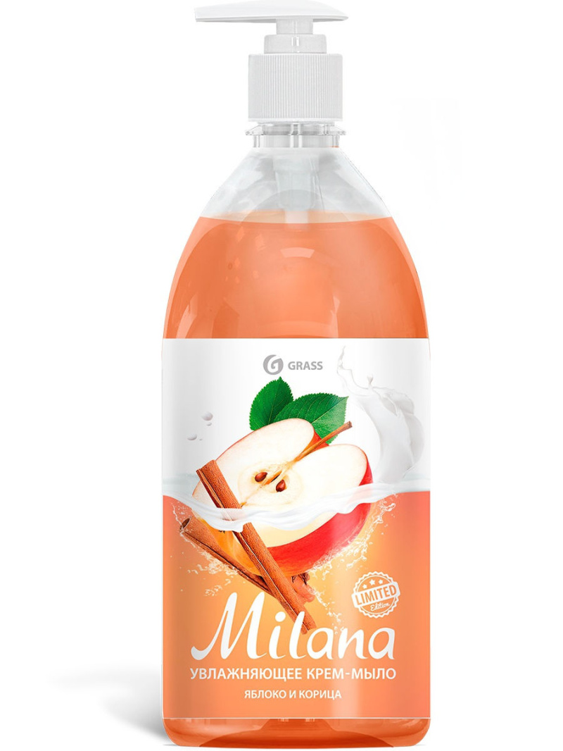 Крем-мыло жидкое увлажняющее "Milana яблоко и корицам" (флакон 1000мл)