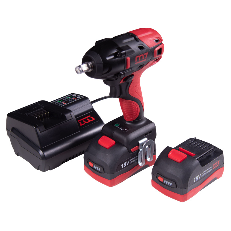 MIGHTY SEVEN Гайковерт аккумуляторный ударный 1/2", 813 Нм, 18 В, 4 предмета, кейс