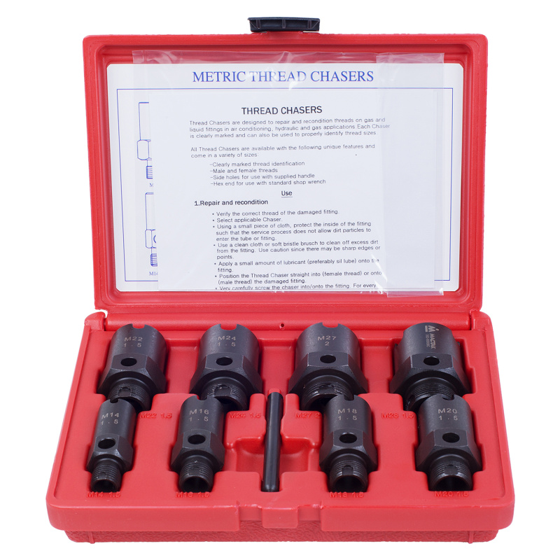 МАСТАК Набор для восстановления резьб штуцеров системы кондиционирования кейс 9 предметов 352-00009C